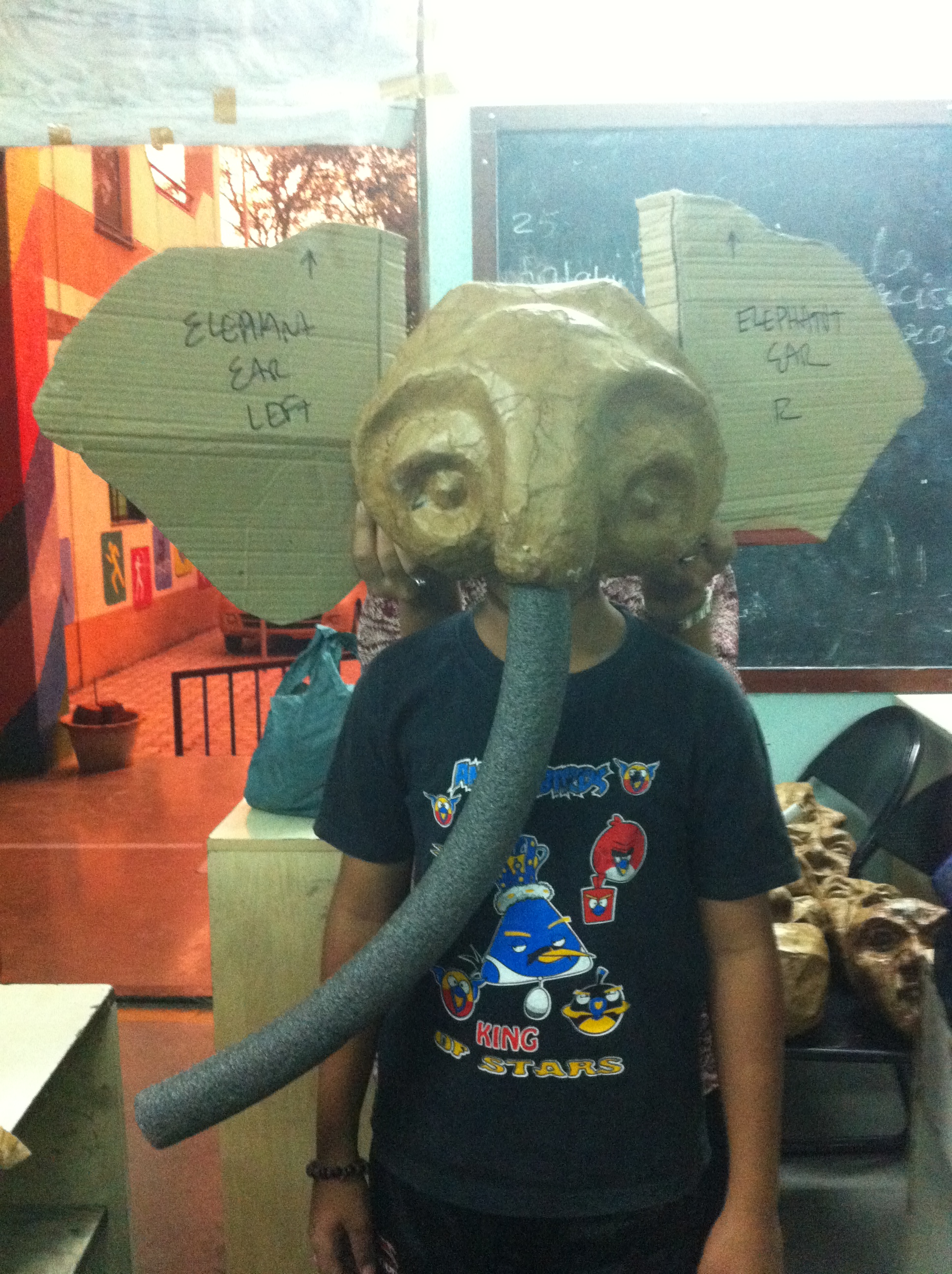 Adding some cardboard ears, an ethafoam trunk, and a live person reveals the identity!