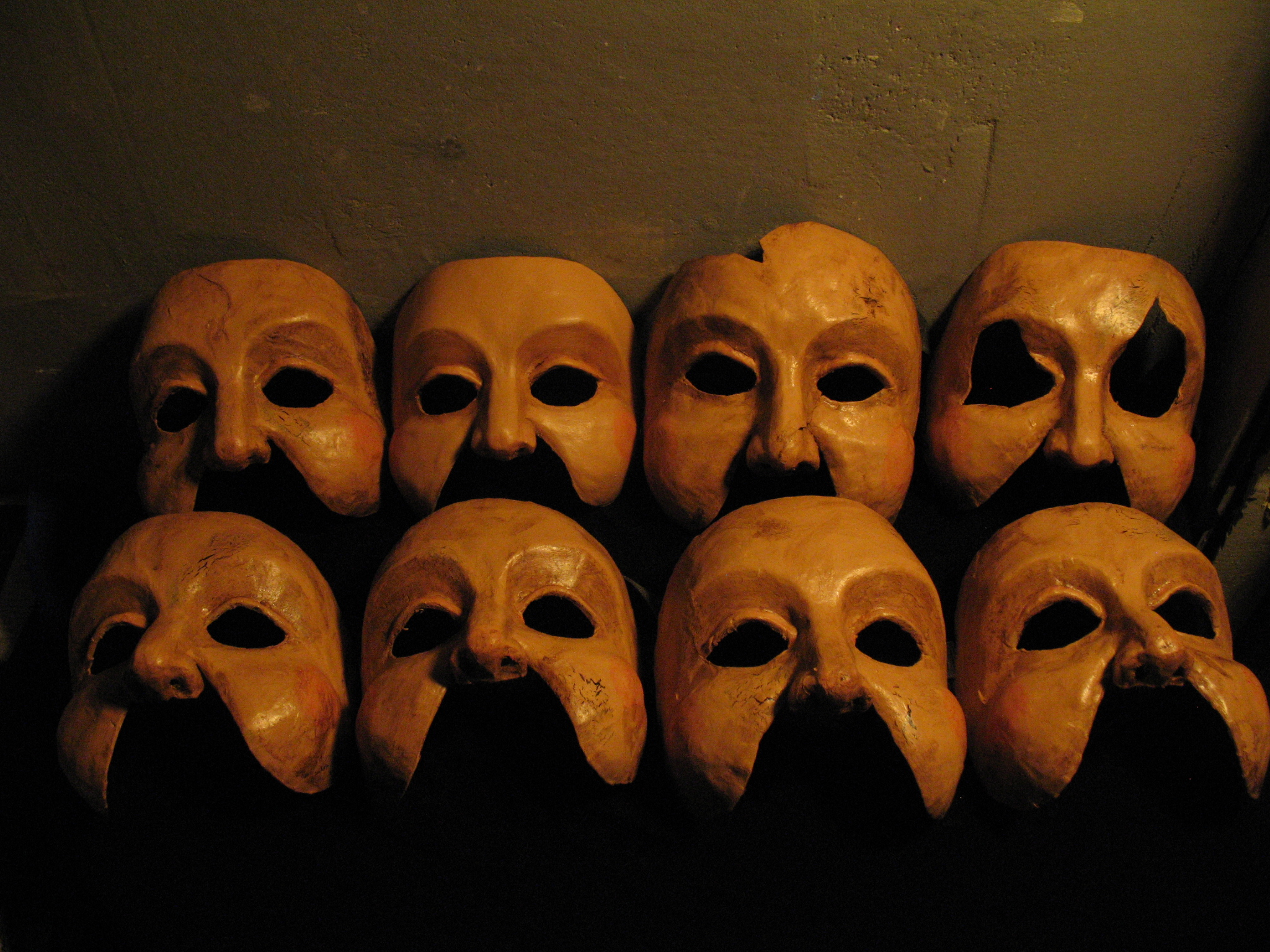 Hecuba, Andromache, Cassandra and Chorus masks