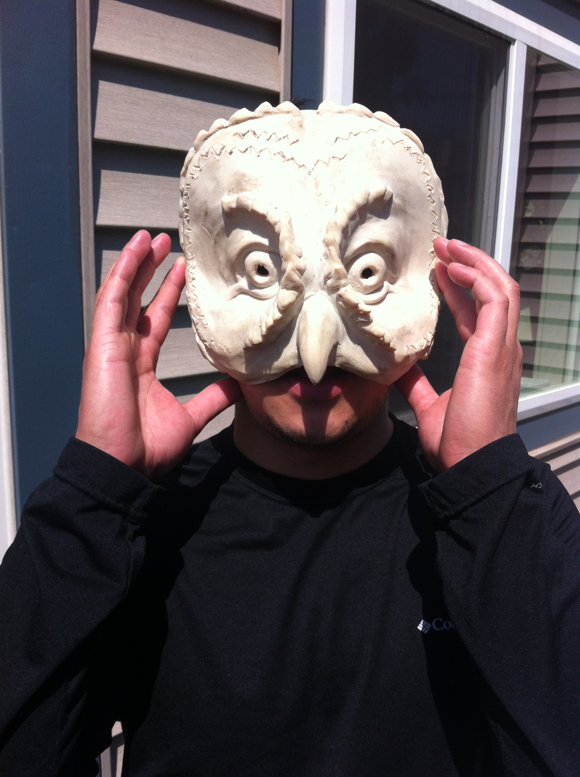 I knew the image of the performer in the mask would be projected onto a surface, so I wanted to be sure to include various amounts of relief in the sculpture.